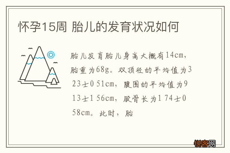 怀孕15周 胎儿的发育状况如何