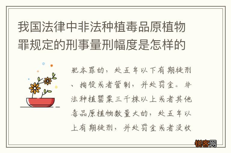 我国法律中非法种植毒品原植物罪规定的刑事量刑幅度是怎样的