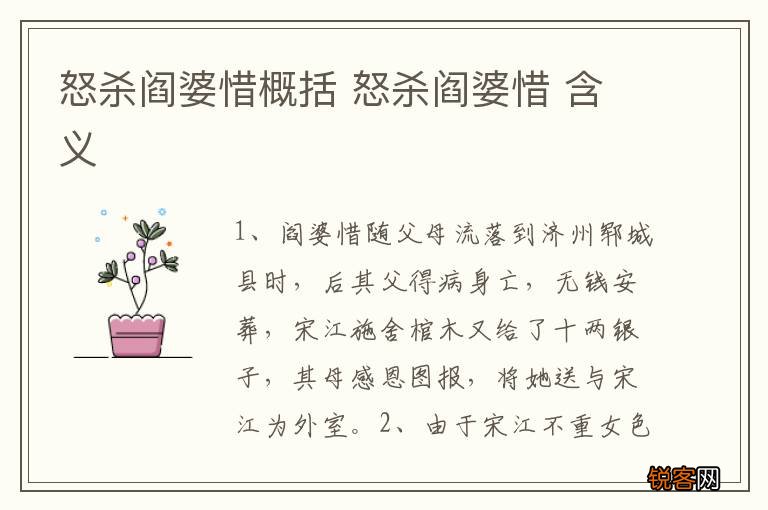 怒杀阎婆惜概括 怒杀阎婆惜 含义