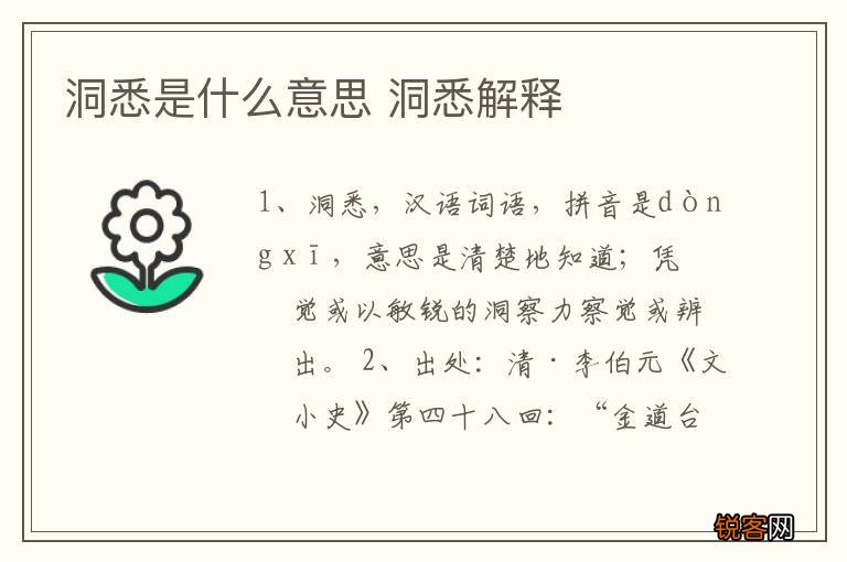 洞悉是什么意思 洞悉解释