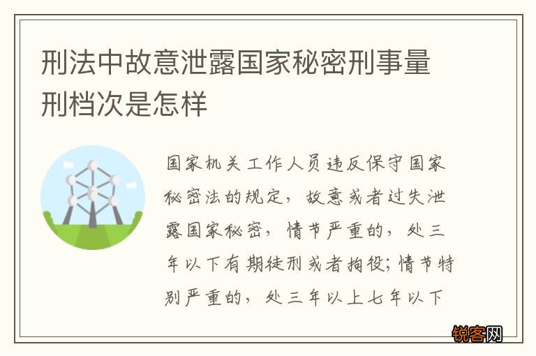 刑法中故意泄露国家秘密刑事量刑档次是怎样