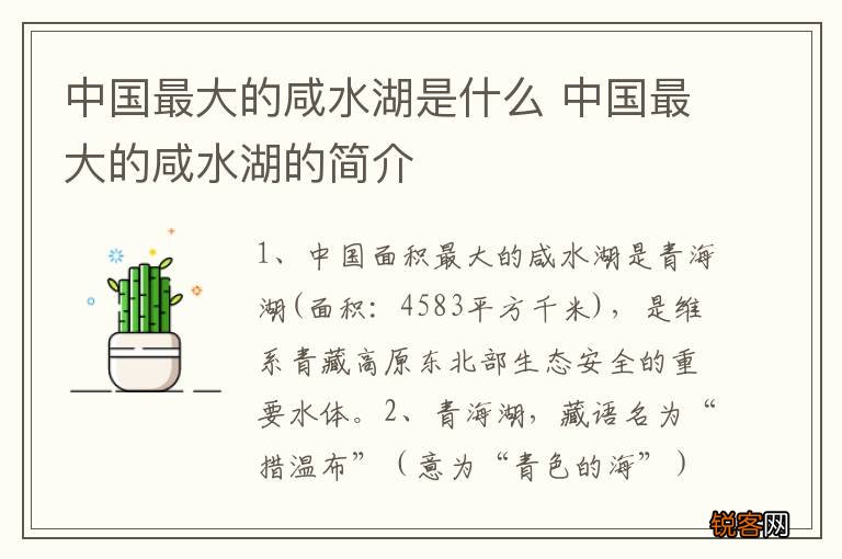 中国最大的咸水湖是什么 中国最大的咸水湖的简介