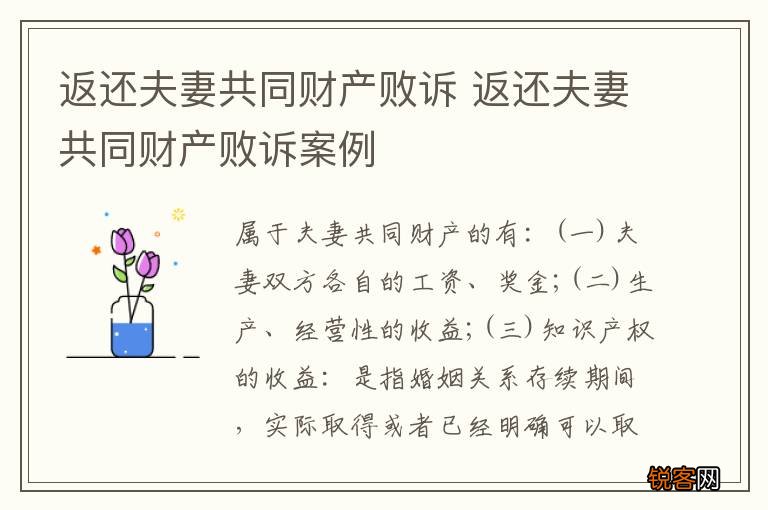 返还夫妻共同财产败诉 返还夫妻共同财产败诉案例