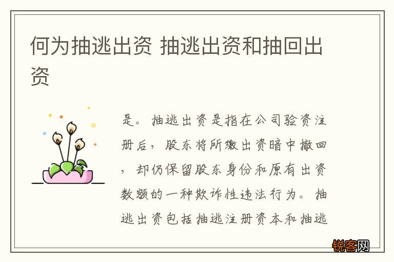 何为抽逃出资 抽逃出资和抽回出资
