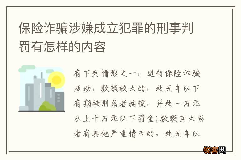 保险诈骗涉嫌成立犯罪的刑事判罚有怎样的内容