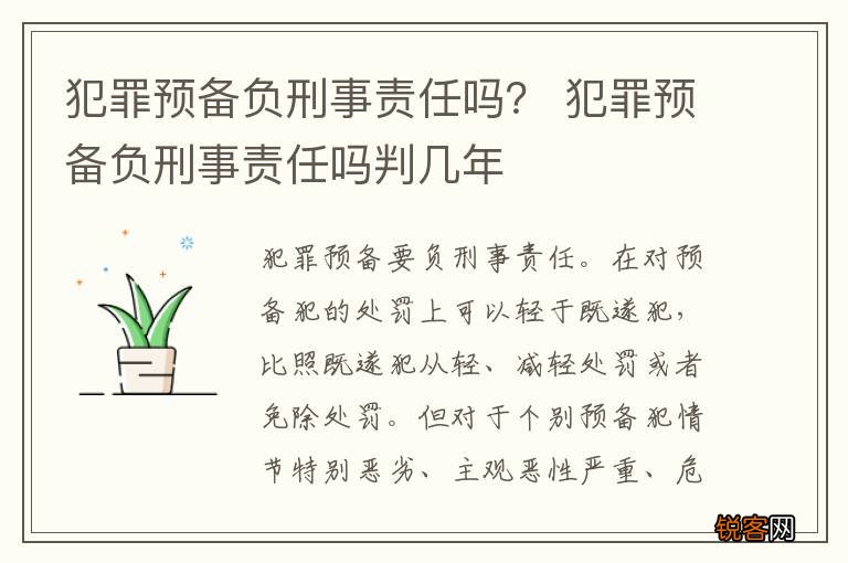 犯罪预备负刑事责任吗？ 犯罪预备负刑事责任吗判几年