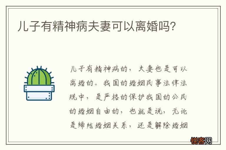儿子有精神病夫妻可以离婚吗？