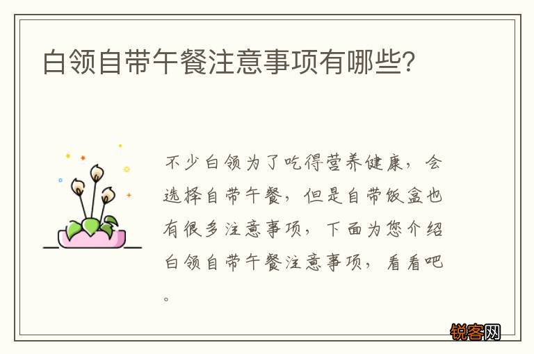 白领自带午餐注意事项有哪些？