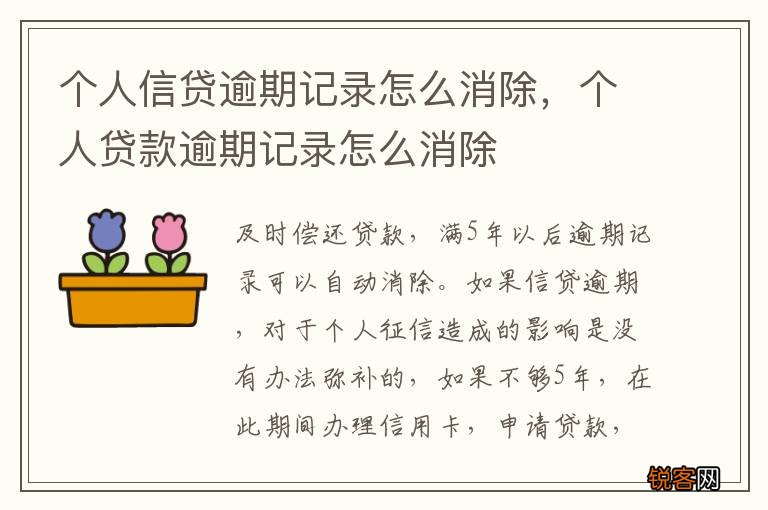 个人信贷逾期记录怎么消除，个人贷款逾期记录怎么消除