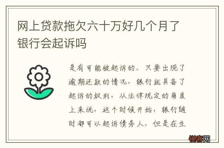 网上贷款拖欠六十万好几个月了银行会起诉吗