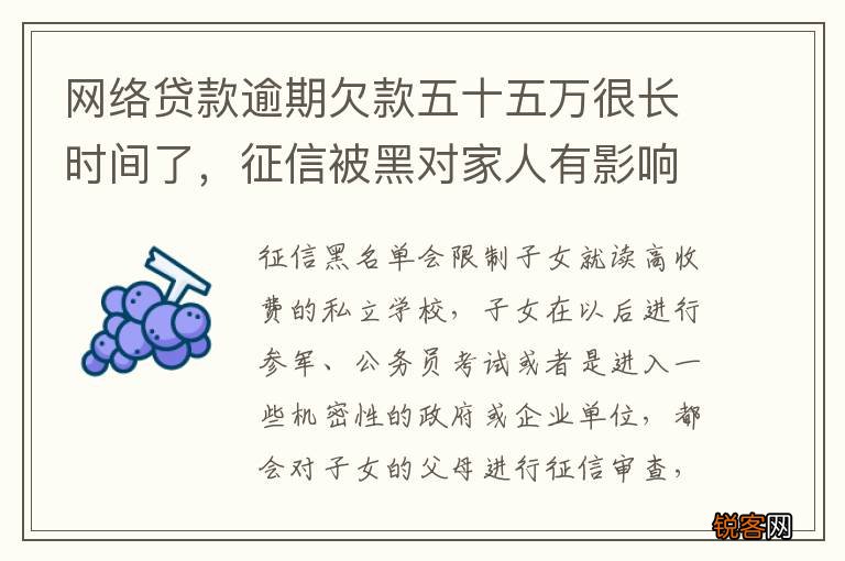 网络贷款逾期欠款五十五万很长时间了，征信被黑对家人有影响吗