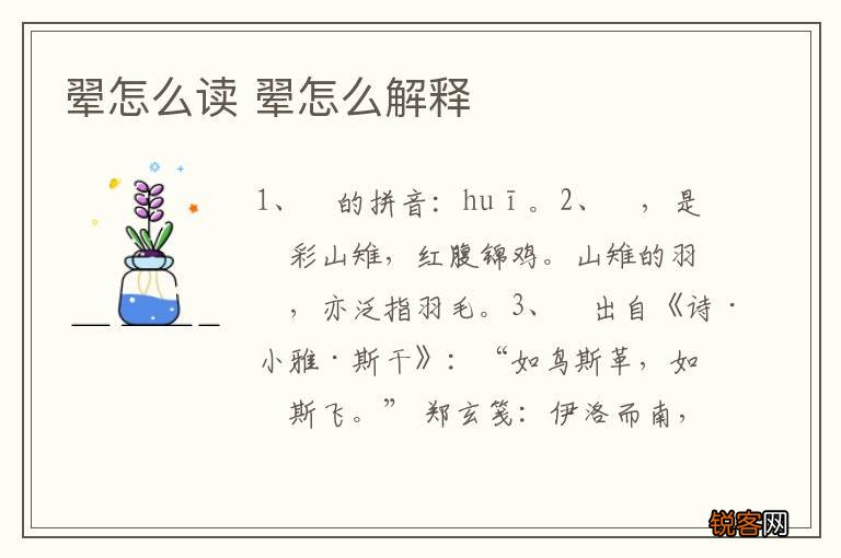 翚怎么读 翚怎么解释