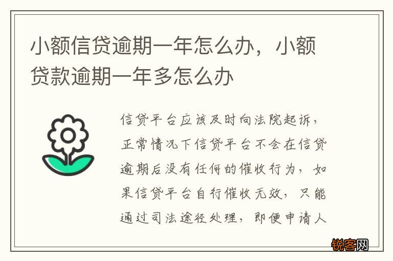 小额信贷逾期一年怎么办，小额贷款逾期一年多怎么办