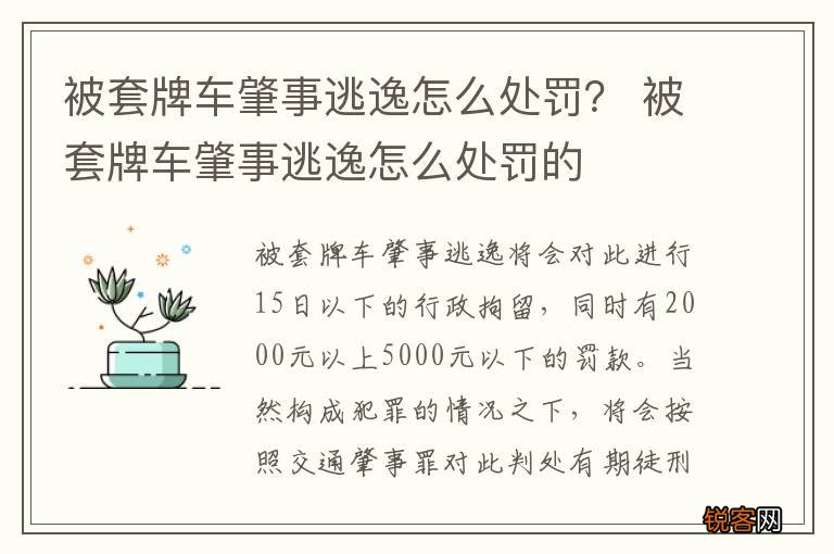 被套牌车肇事逃逸怎么处罚? 被套牌车肇事逃逸怎么处罚的