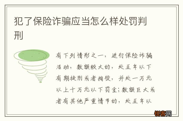 犯了保险诈骗应当怎么样处罚判刑