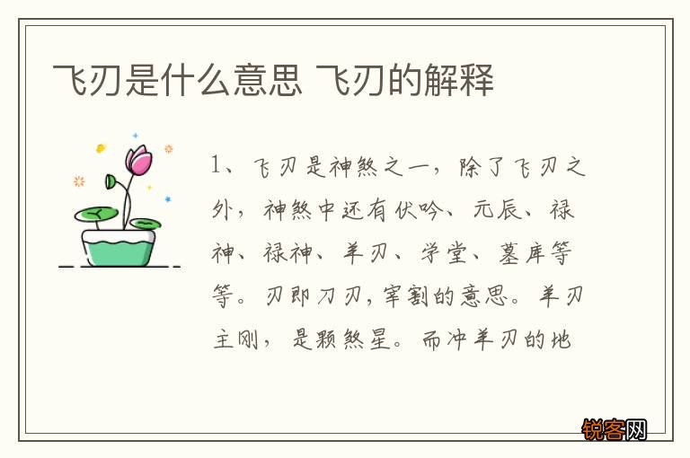 飞刃是什么意思 飞刃的解释