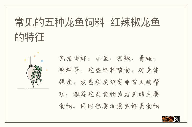 常见的五种龙鱼饲料-红辣椒龙鱼的特征