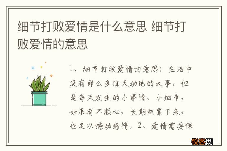 细节打败爱情是什么意思 细节打败爱情的意思