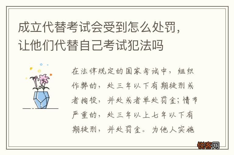 成立代替考试会受到怎么处罚，让他们代替自己考试犯法吗