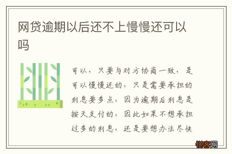 网贷逾期以后还不上慢慢还可以吗