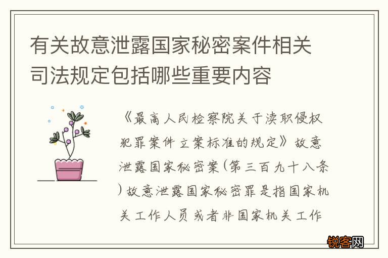 有关故意泄露国家秘密案件相关司法规定包括哪些重要内容