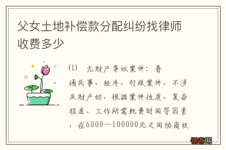 父女土地补偿款分配纠纷找律师收费多少