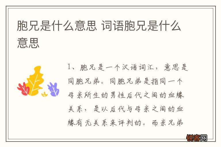 胞兄是什么意思 词语胞兄是什么意思