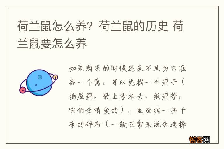 荷兰鼠怎么养？荷兰鼠的历史 荷兰鼠要怎么养
