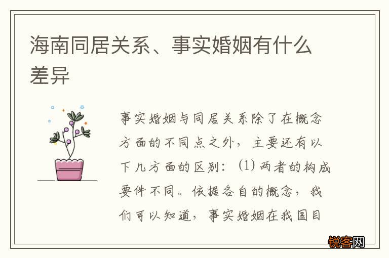 海南同居关系、事实婚姻有什么差异