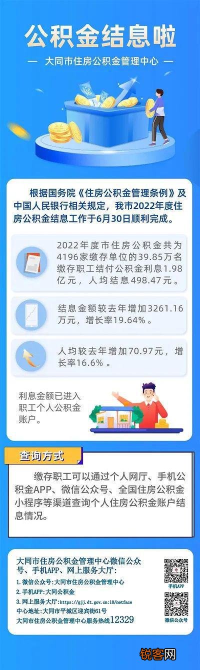 大同公积金中心重要通告！公积金结息啦~