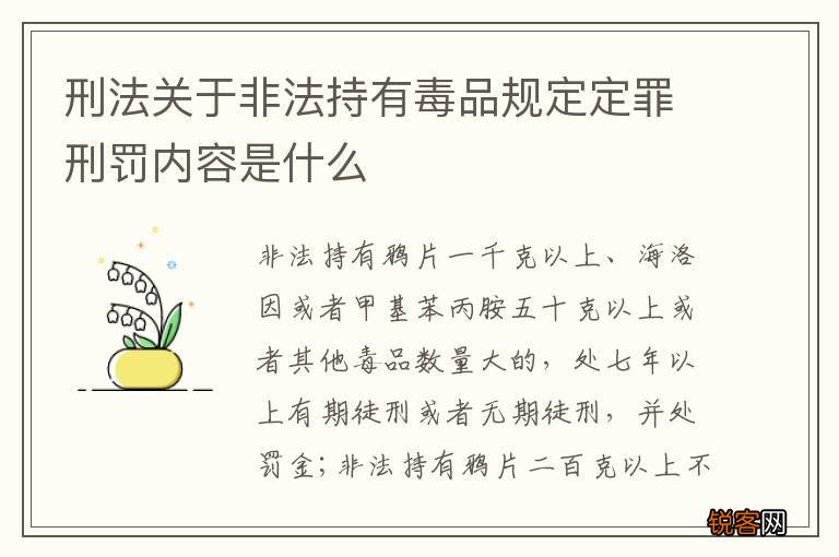 刑法关于非法持有毒品规定定罪刑罚内容是什么