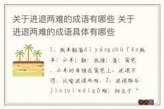 关于进退两难的成语有哪些 关于进退两难的成语具体有哪些