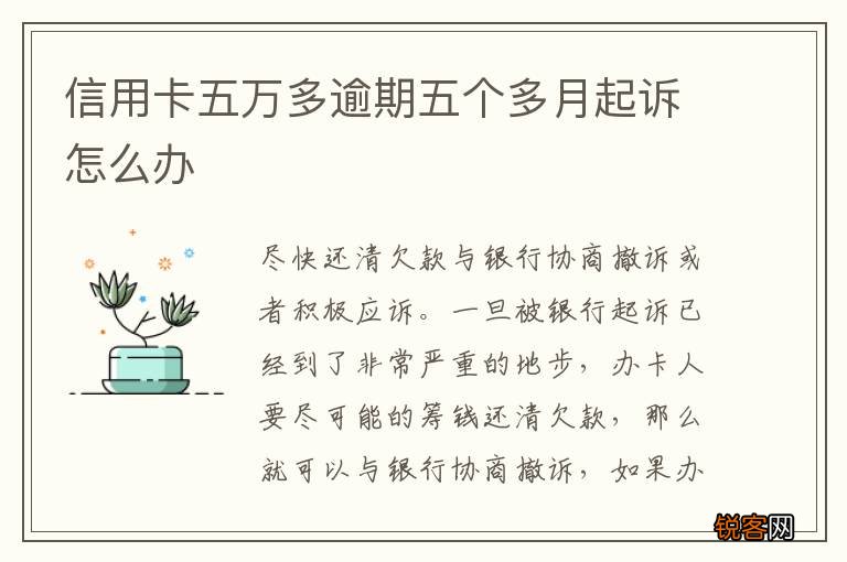 信用卡五万多逾期五个多月起诉怎么办