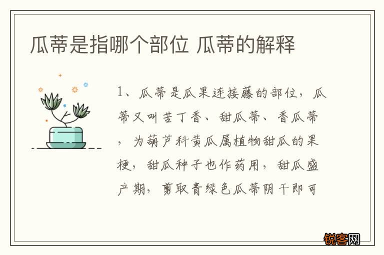 瓜蒂是指哪个部位 瓜蒂的解释