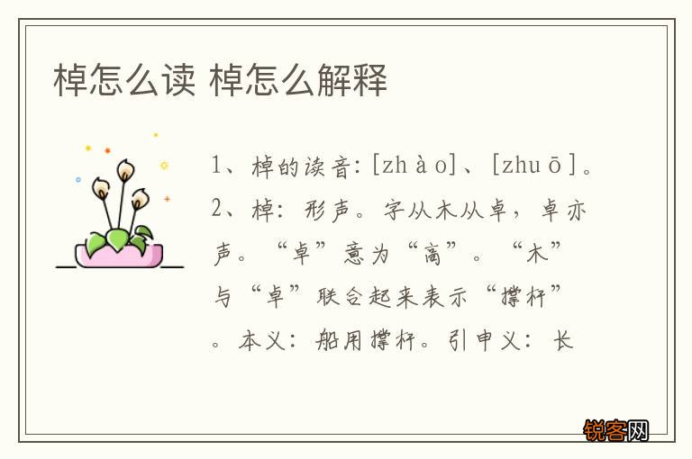 棹怎么读 棹怎么解释
