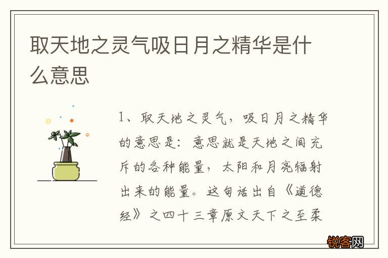 取天地之灵气吸日月之精华是什么意思
