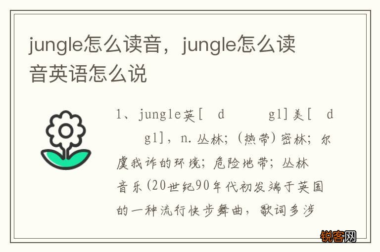 jungle怎么读音，jungle怎么读音英语怎么说