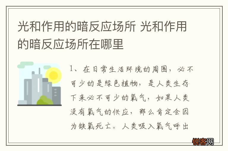 光和作用的暗反应场所 光和作用的暗反应场所在哪里