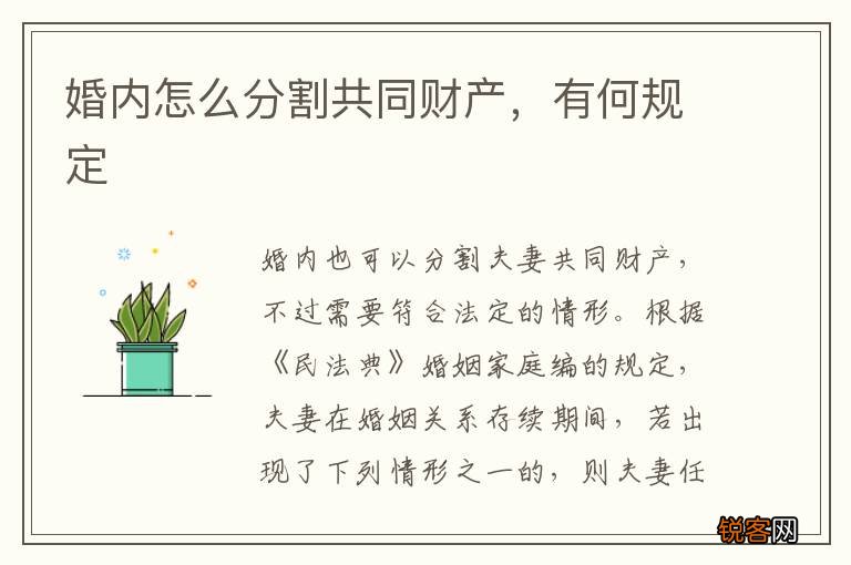 婚内怎么分割共同财产，有何规定