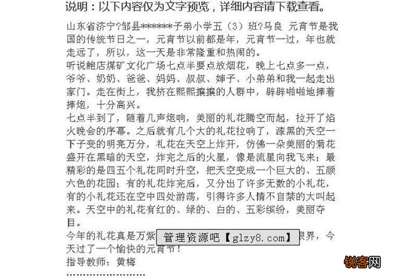 小学四年级元宵观灯满分作文800字