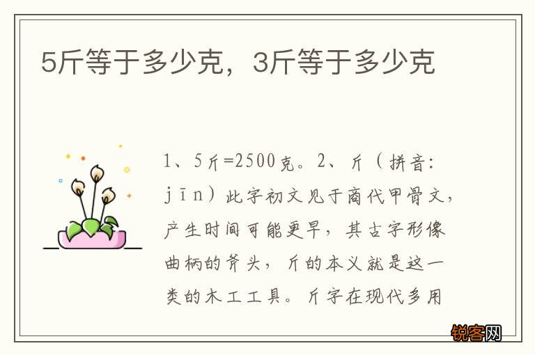 5斤等于多少克，3斤等于多少克