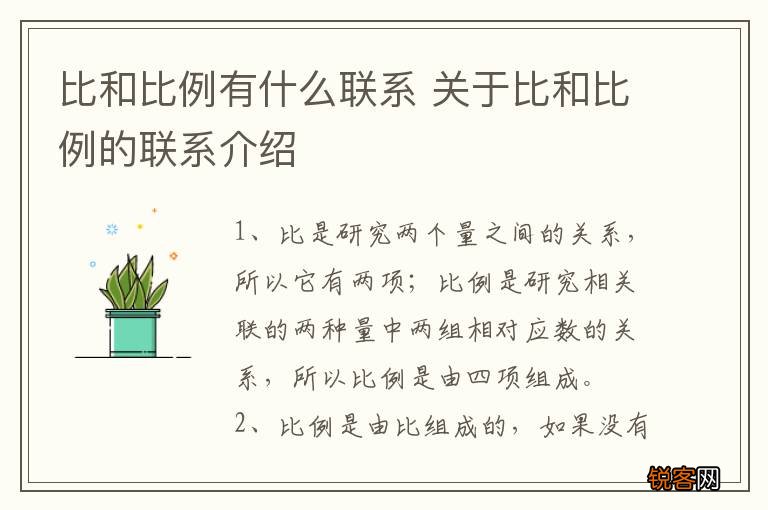 比和比例有什么联系 关于比和比例的联系介绍
