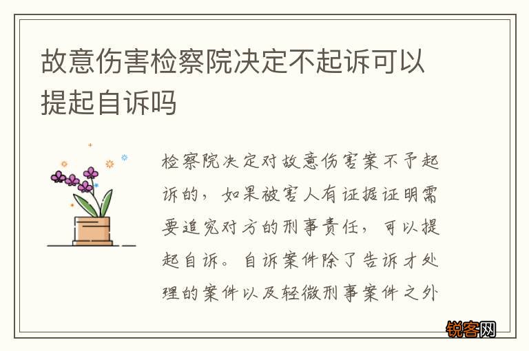 故意伤害检察院决定不起诉可以提起自诉吗