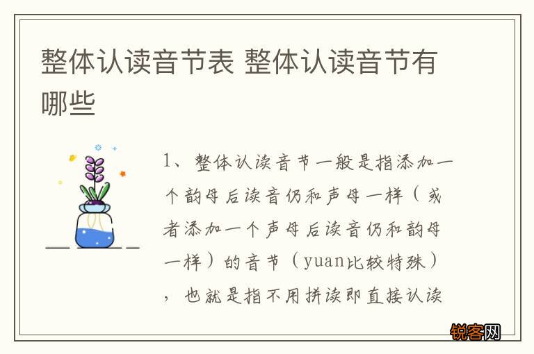 整体认读音节表 整体认读音节有哪些
