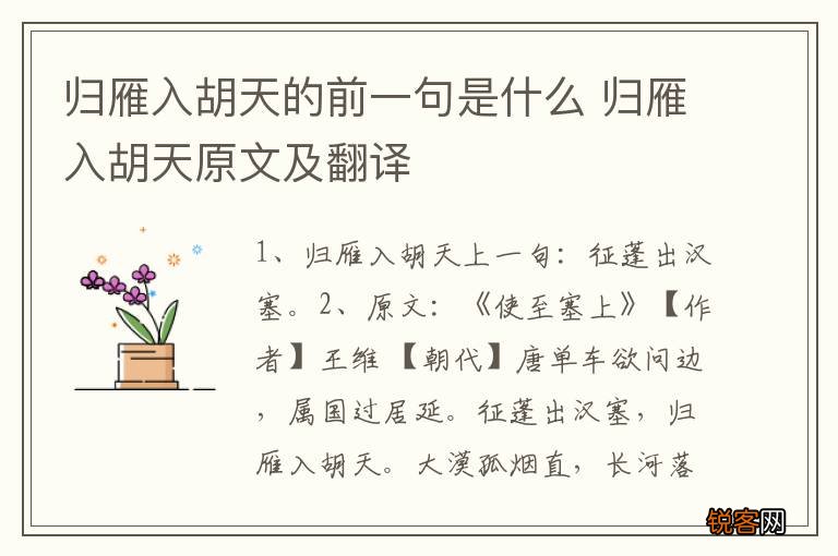 归雁入胡天的前一句是什么 归雁入胡天原文及翻译