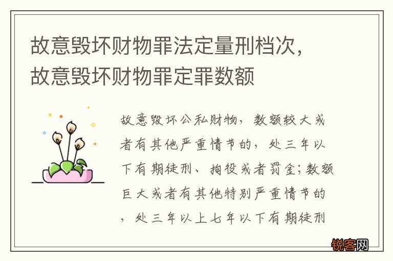 故意毁坏财物罪法定量刑档次，故意毁坏财物罪定罪数额
