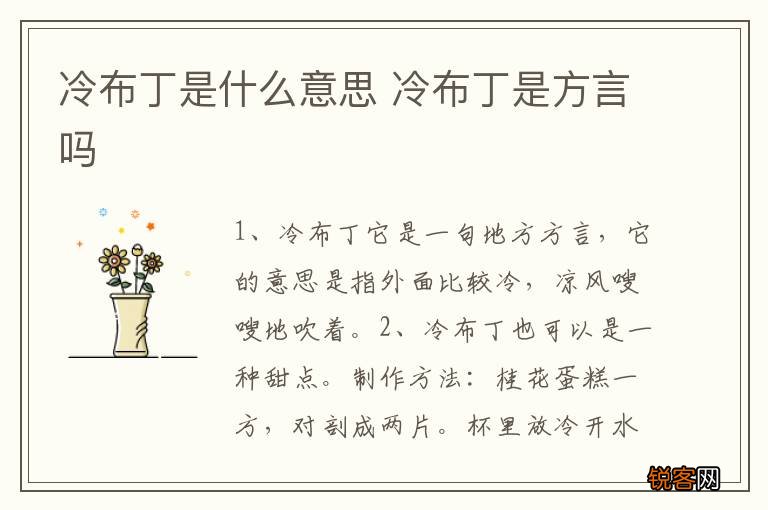 冷布丁是什么意思 冷布丁是方言吗