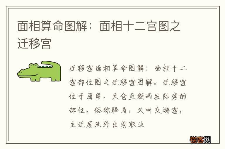 面相算命图解：面相十二宫图之迁移宫