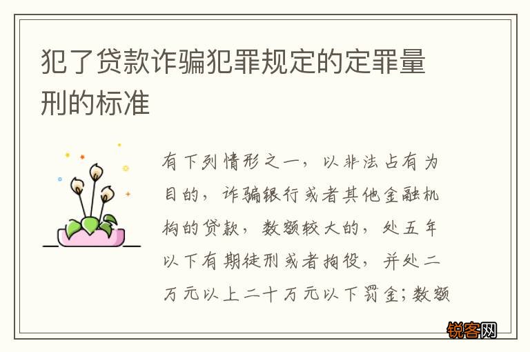 犯了贷款诈骗犯罪规定的定罪量刑的标准