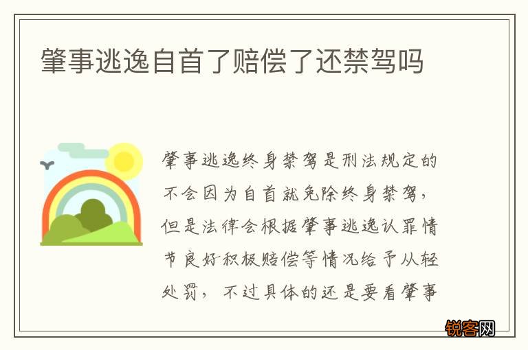 肇事逃逸自首了赔偿了还禁驾吗